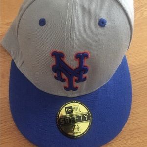 New York Mets New Era Placid Grey Fitted Hat 7 1/8